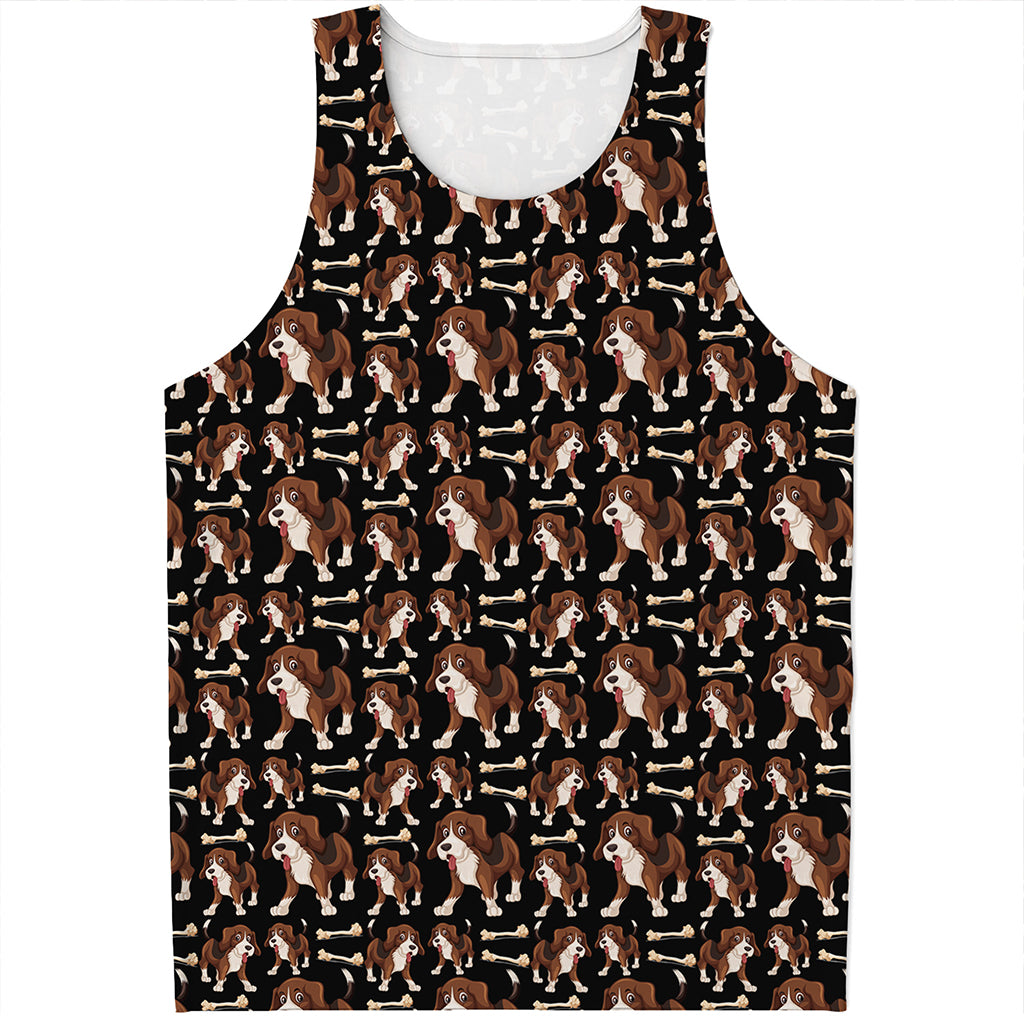 Cute Cartoon Beagle Pattern Print Men's Tank Top