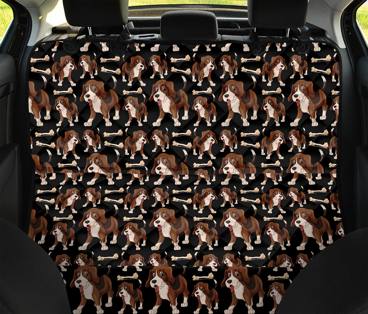 Cute Cartoon Beagle Pattern Print Pet Car Back Seat Cover