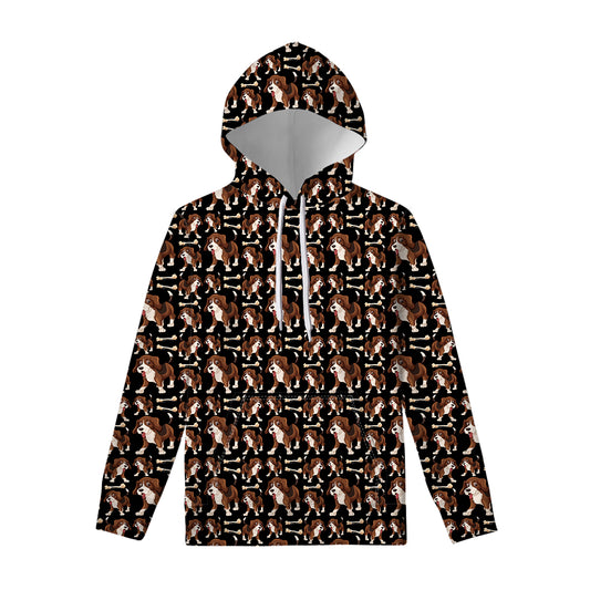 Cute Cartoon Beagle Pattern Print Pullover Hoodie
