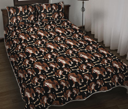 Cute Cartoon Beagle Pattern Print Quilt Bed Set