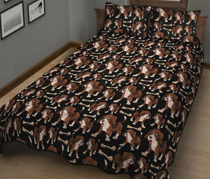 Cute Cartoon Beagle Pattern Print Quilt Bed Set