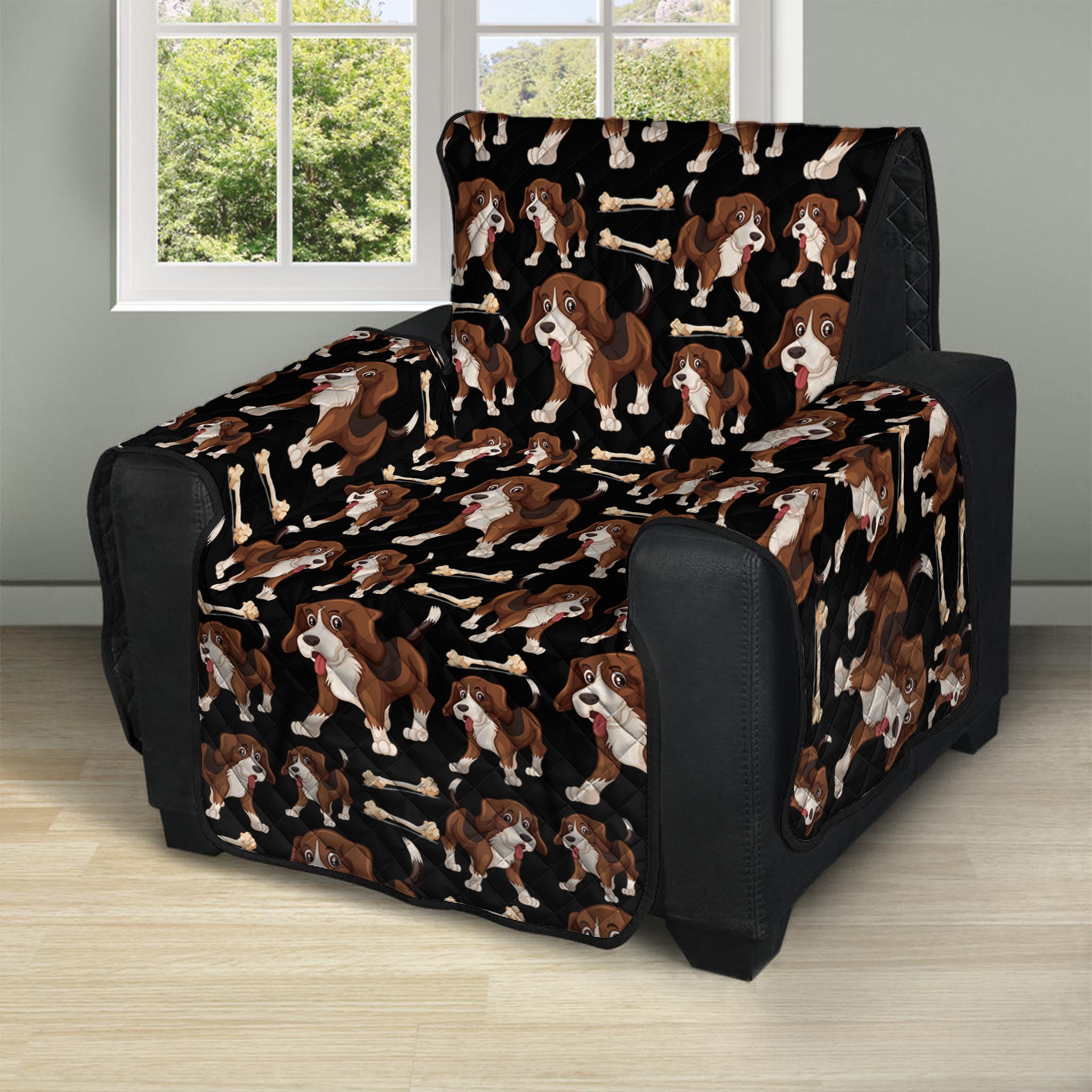 Cute Cartoon Beagle Pattern Print Recliner Protector