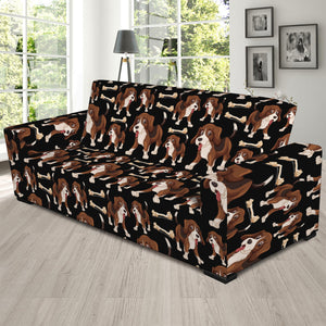 Cute Cartoon Beagle Pattern Print Sofa Slipcover