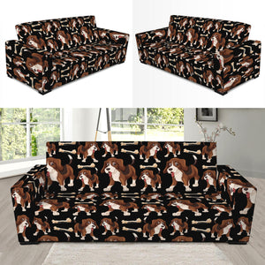 Cute Cartoon Beagle Pattern Print Sofa Slipcover