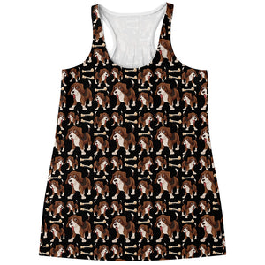 Cute Cartoon Beagle Pattern Print Women's Racerback Tank Top