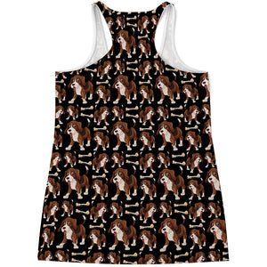 Cute Cartoon Beagle Pattern Print Women's Racerback Tank Top