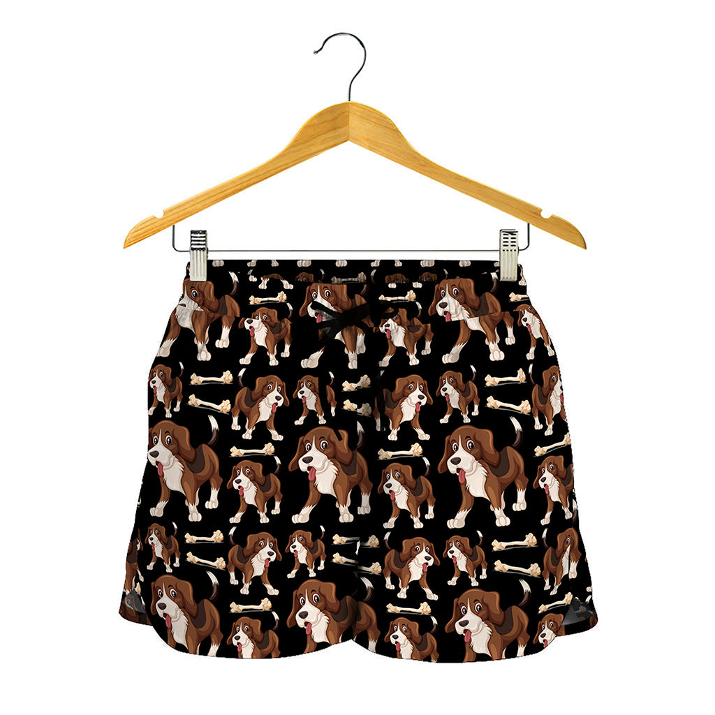Cute Cartoon Beagle Pattern Print Women's Shorts