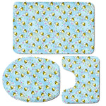 Cute Cartoon Bee Pattern Print 3 Piece Bath Mat Set