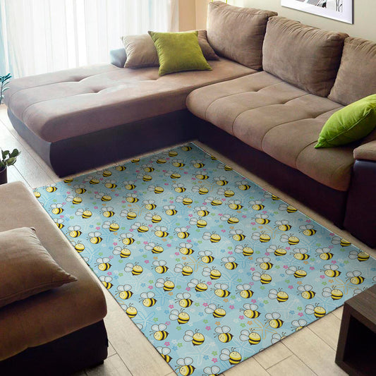 Cute Cartoon Bee Pattern Print Area Rug