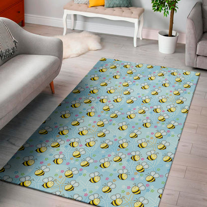 Cute Cartoon Bee Pattern Print Area Rug