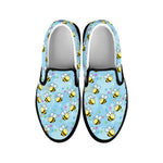Cute Cartoon Bee Pattern Print Black Slip On Shoes