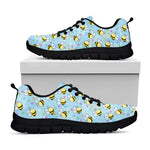 Cute Cartoon Bee Pattern Print Black Sneakers