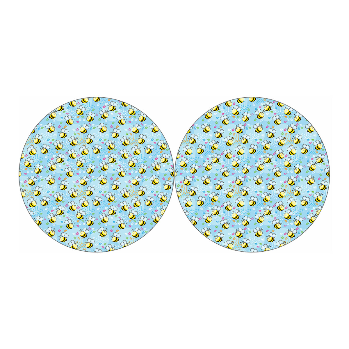 Cute Cartoon Bee Pattern Print Car Coasters
