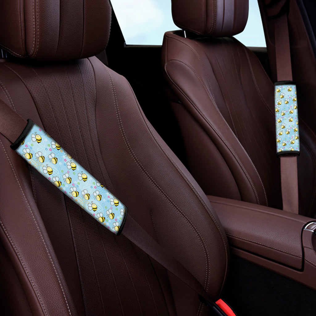 Cute Cartoon Bee Pattern Print Car Seat Belt Covers