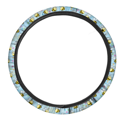 Cute Cartoon Bee Pattern Print Car Steering Wheel Cover
