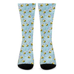 Cute Cartoon Bee Pattern Print Crew Socks