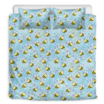 Cute Cartoon Bee Pattern Print Duvet Cover Bedding Set