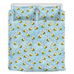Cute Cartoon Bee Pattern Print Duvet Cover Bedding Set