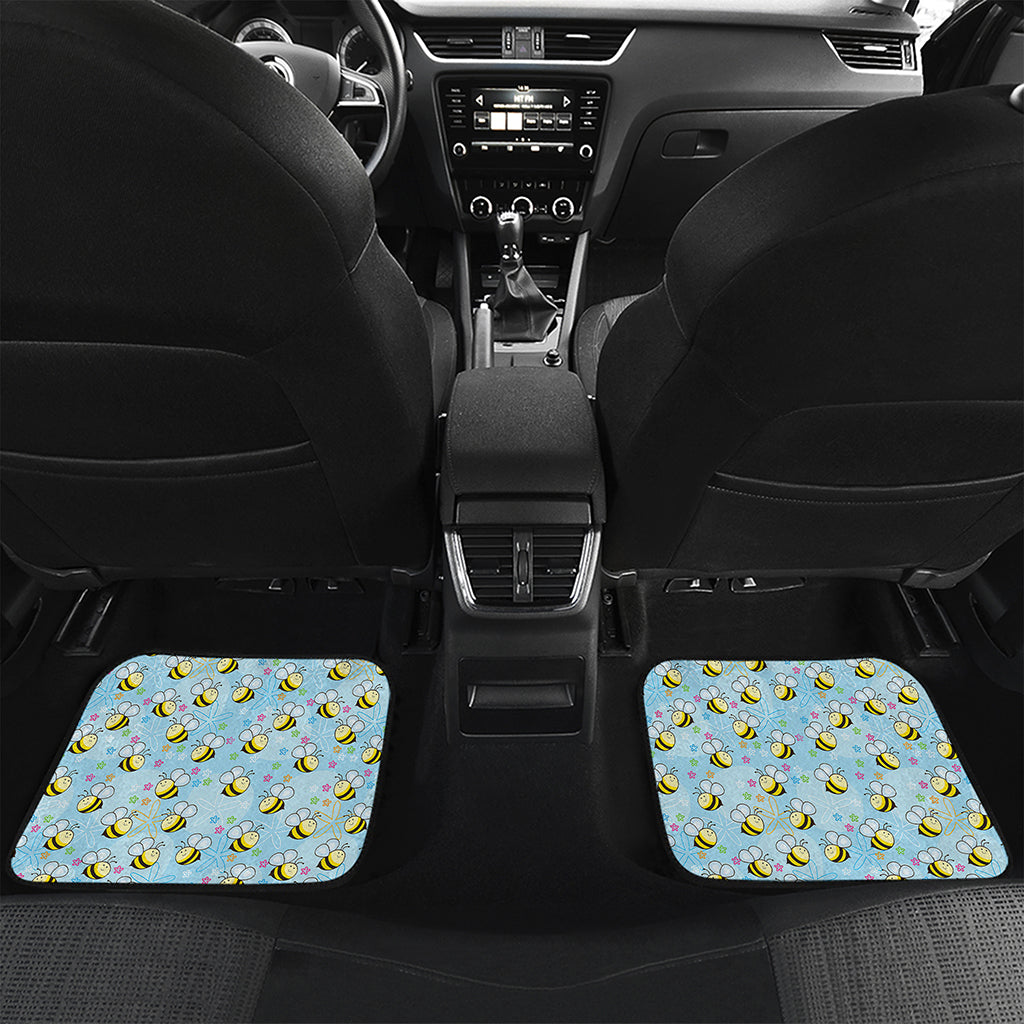Cute Cartoon Bee Pattern Print Front and Back Car Floor Mats