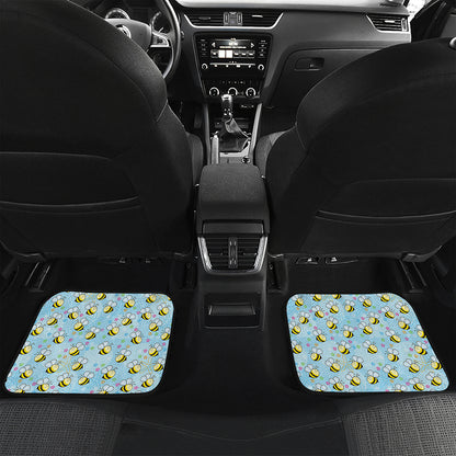 Cute Cartoon Bee Pattern Print Front and Back Car Floor Mats