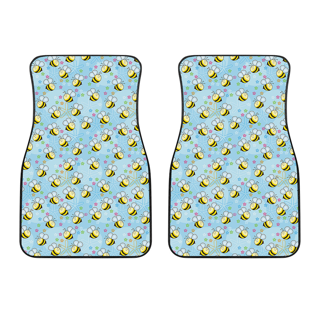 Cute Cartoon Bee Pattern Print Front Car Floor Mats