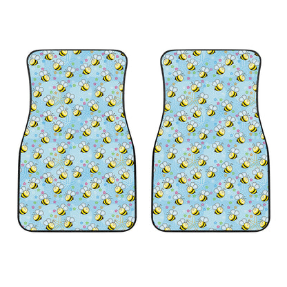 Cute Cartoon Bee Pattern Print Front Car Floor Mats