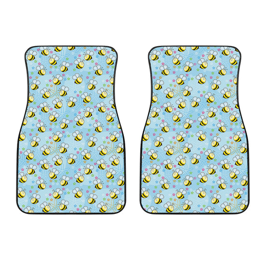 Cute Cartoon Bee Pattern Print Front Car Floor Mats