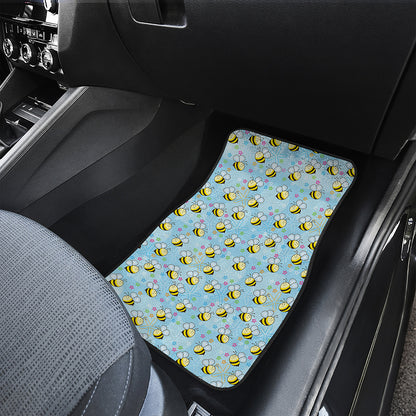 Cute Cartoon Bee Pattern Print Front Car Floor Mats