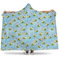 Cute Cartoon Bee Pattern Print Hooded Blanket