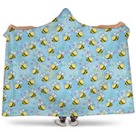 Cute Cartoon Bee Pattern Print Hooded Blanket