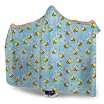 Cute Cartoon Bee Pattern Print Hooded Blanket