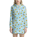 Cute Cartoon Bee Pattern Print Pullover Hoodie Dress