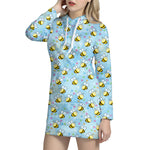 Cute Cartoon Bee Pattern Print Hoodie Dress