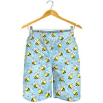 Cute Cartoon Bee Pattern Print Men's Shorts