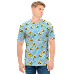 Cute Cartoon Bee Pattern Print Men's T-Shirt