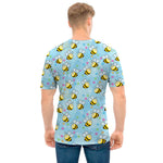 Cute Cartoon Bee Pattern Print Men's T-Shirt