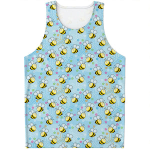 Cute Cartoon Bee Pattern Print Men's Tank Top