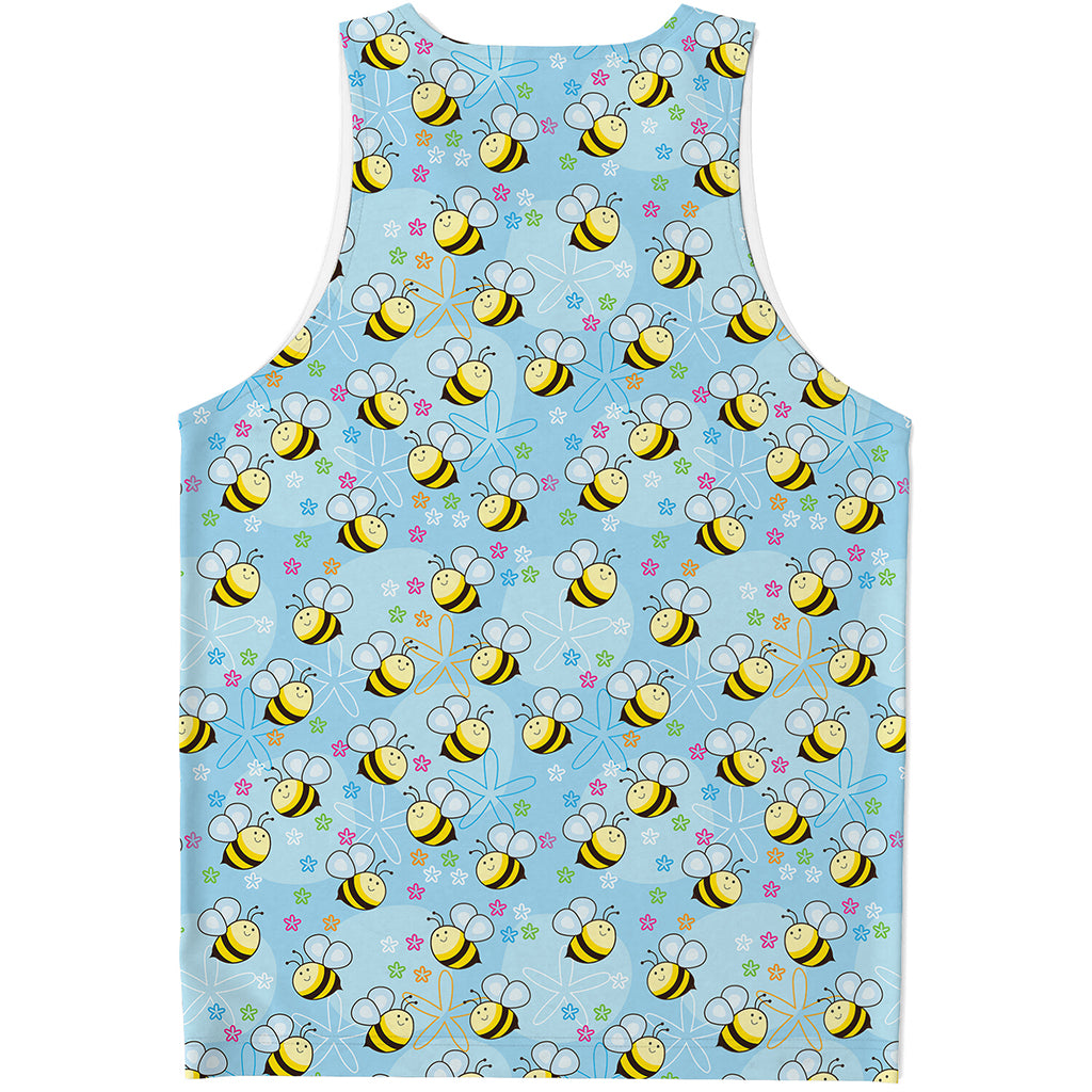 Cute Cartoon Bee Pattern Print Men's Tank Top