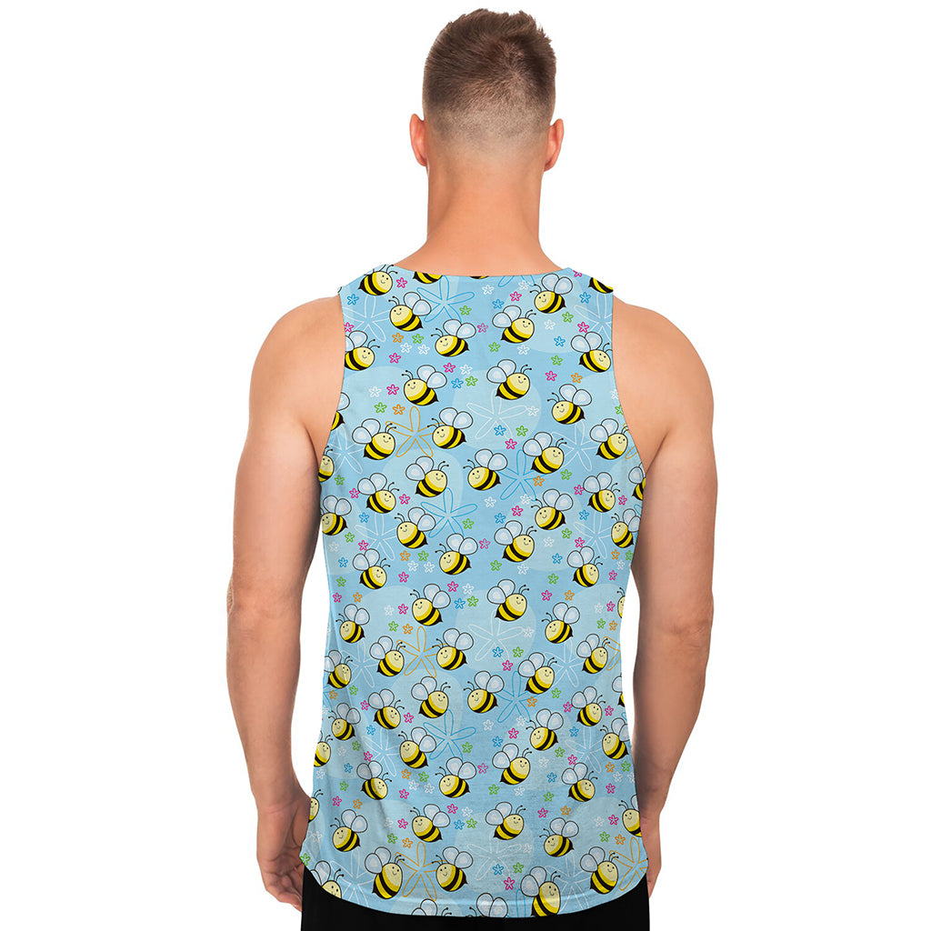 Cute Cartoon Bee Pattern Print Men's Tank Top
