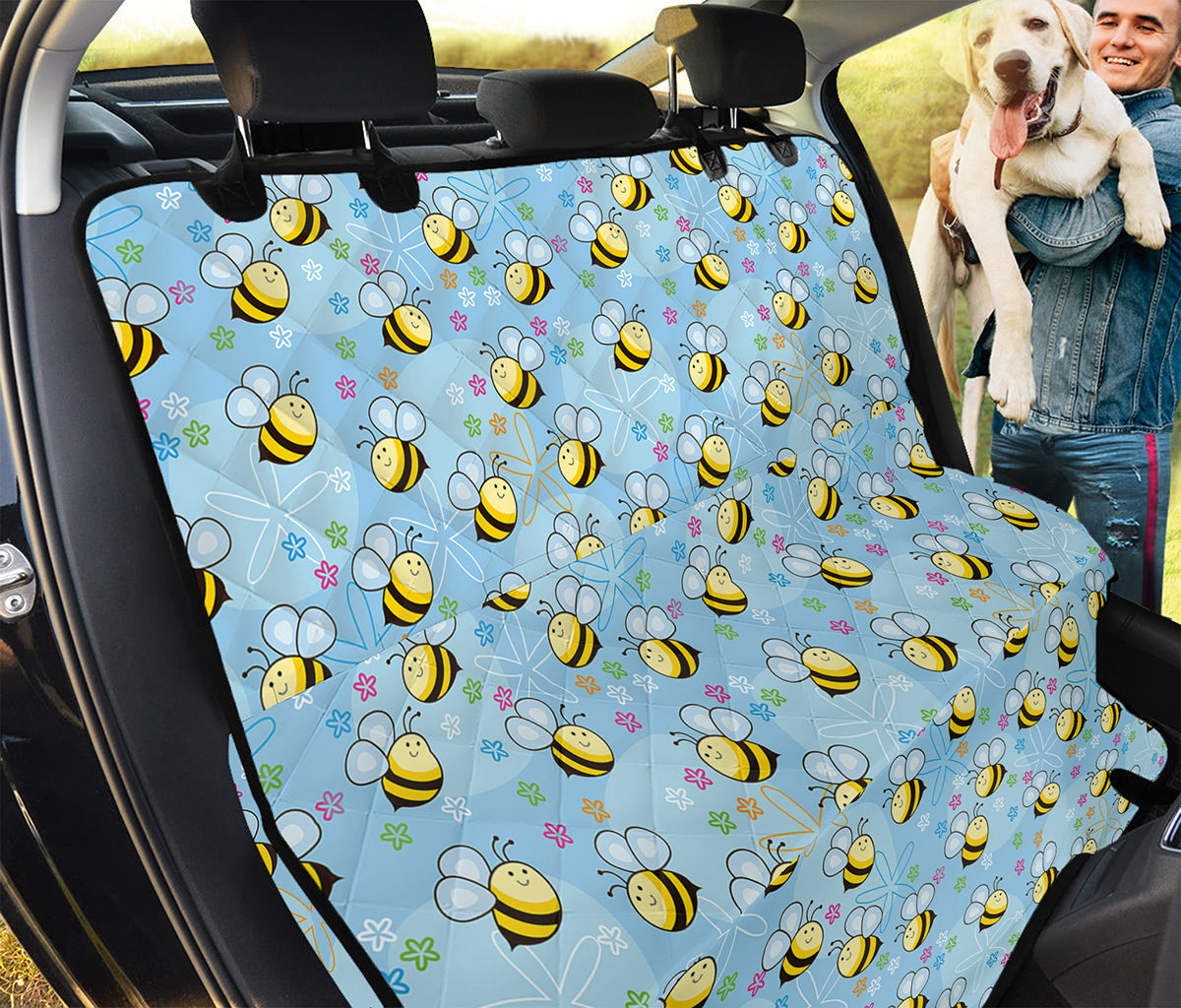 Cute Cartoon Bee Pattern Print Pet Car Back Seat Cover