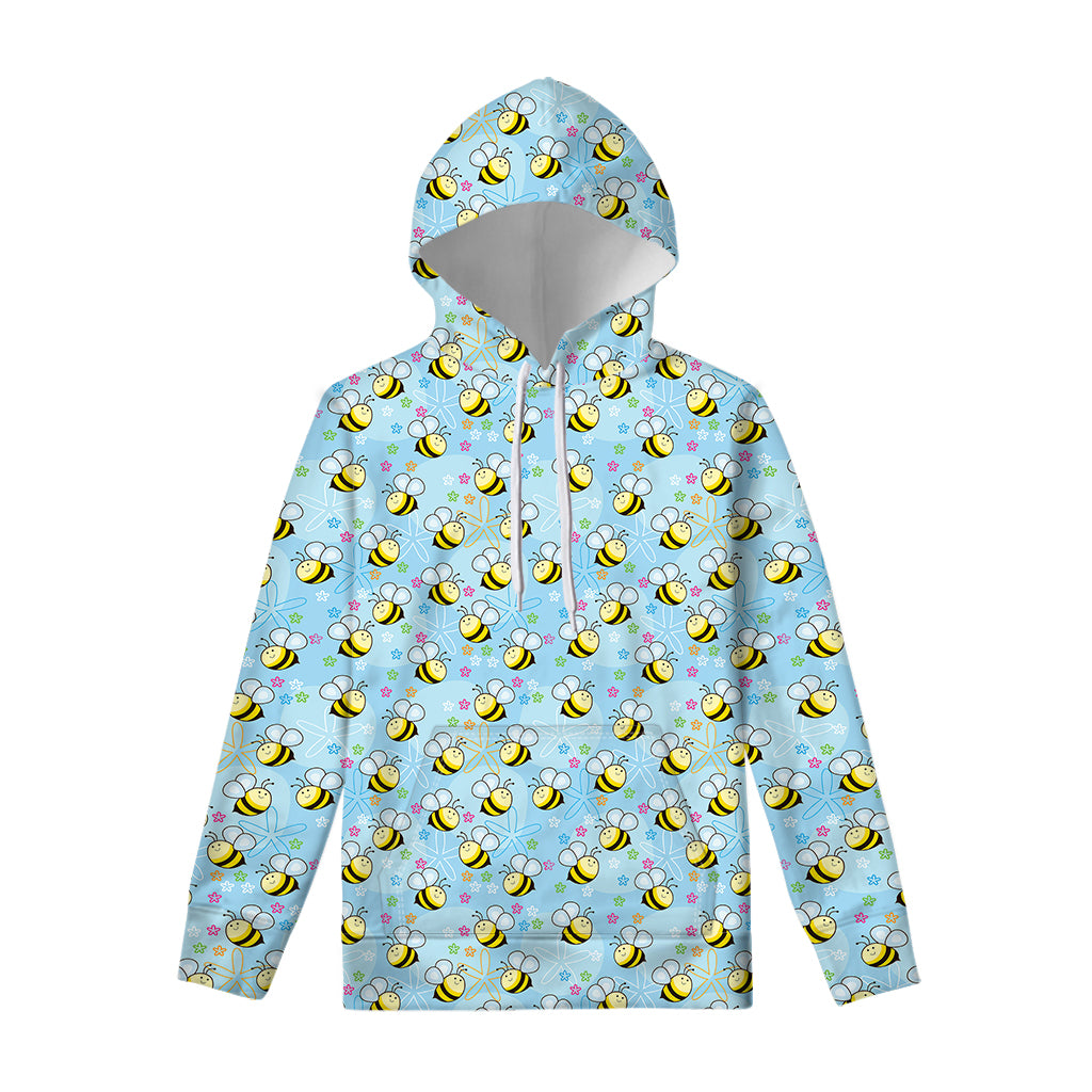 Cute Cartoon Bee Pattern Print Pullover Hoodie