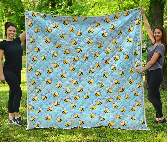 Cute Cartoon Bee Pattern Print Quilt