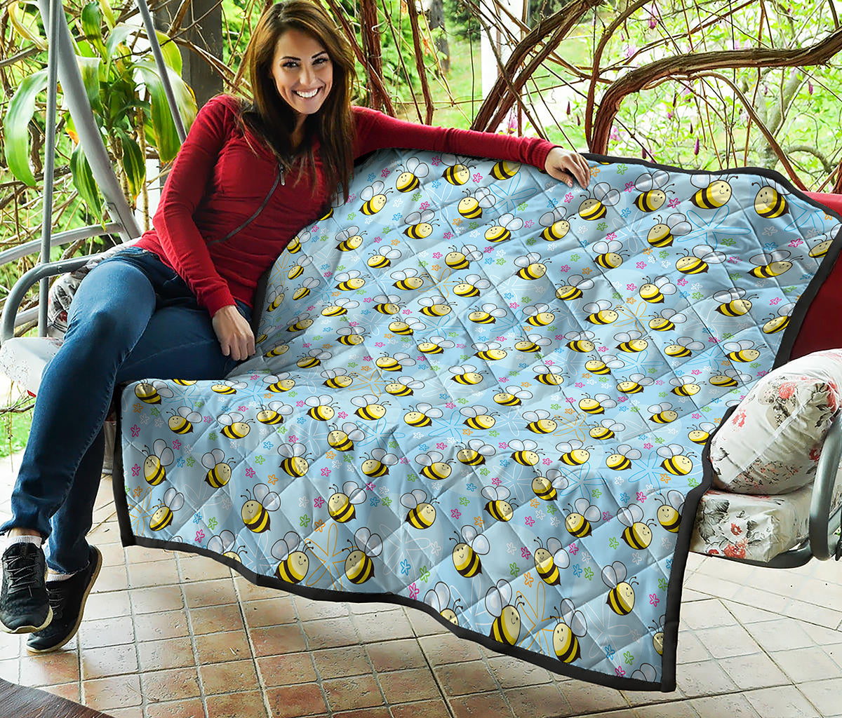 Cute Cartoon Bee Pattern Print Quilt