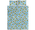 Cute Cartoon Bee Pattern Print Quilt Bed Set