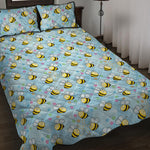 Cute Cartoon Bee Pattern Print Quilt Bed Set