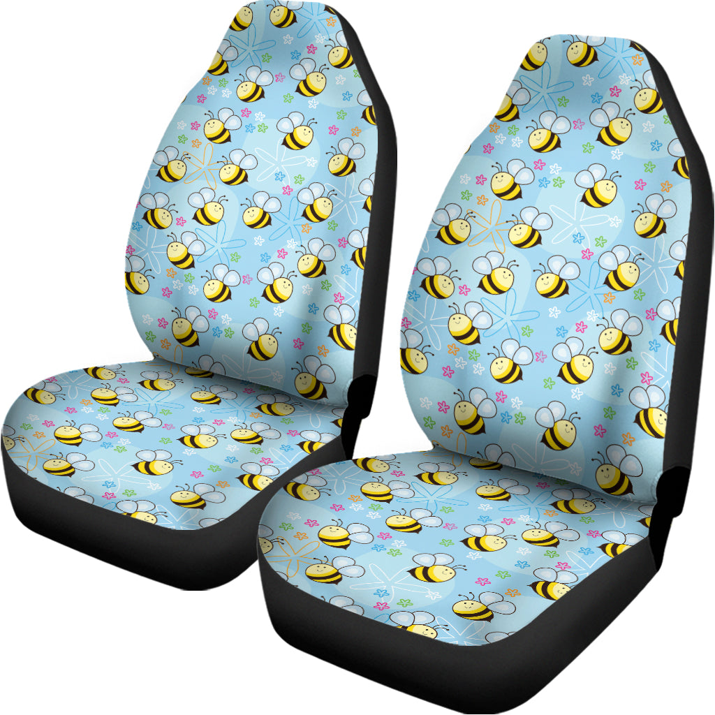 Cute Cartoon Bee Pattern Print Universal Fit Car Seat Covers