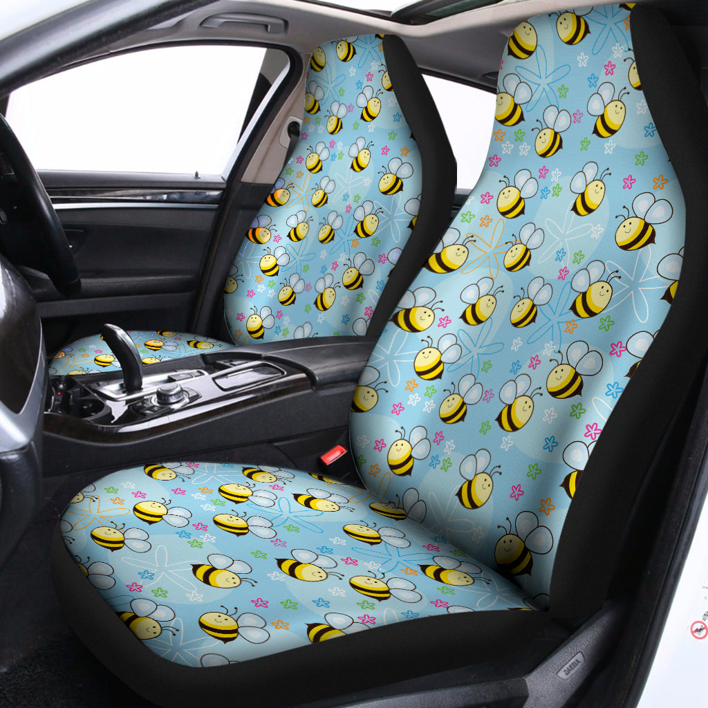 Cute Cartoon Bee Pattern Print Universal Fit Car Seat Covers