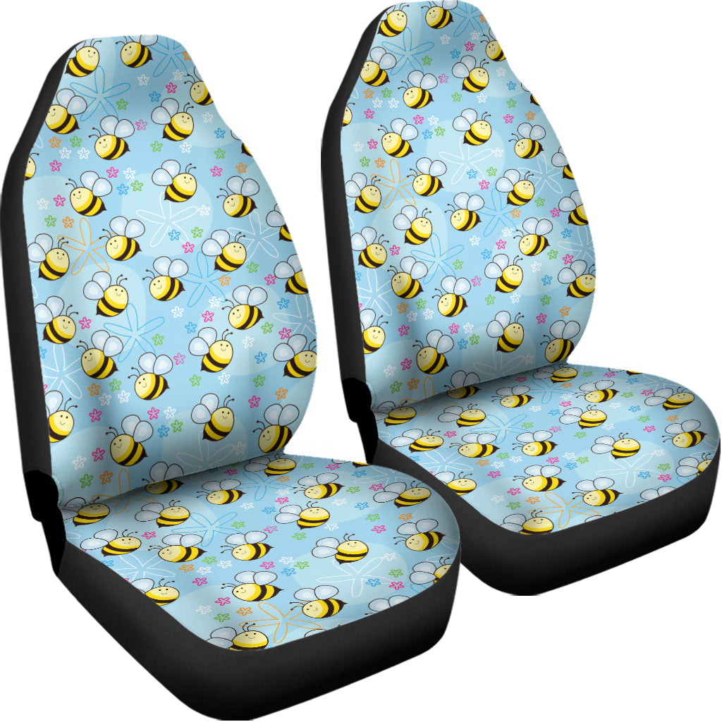 Cute Cartoon Bee Pattern Print Universal Fit Car Seat Covers