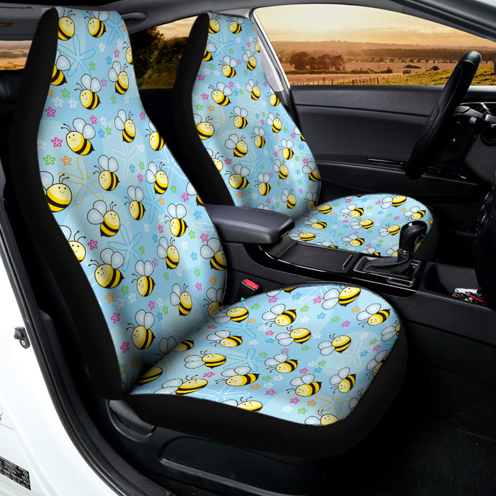 Cute Cartoon Bee Pattern Print Universal Fit Car Seat Covers