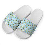 Cute Cartoon Bee Pattern Print White Slide Sandals